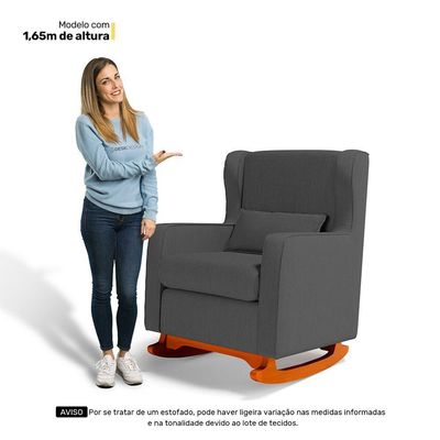Poltrona De Amamentação E Descanso Zoe Com Base Balanço Linho Cinza - Desk Design
