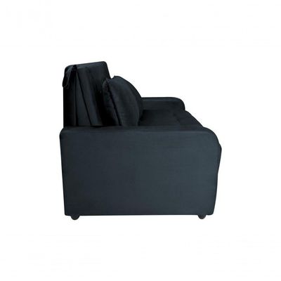 Sofá Cama Para Sala De Estar Amora New Veludo Matrix - Preto Preto