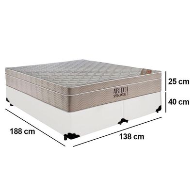 Cama Box Casal Bipartido Sintético + Colchão Ortobom Airtech Molas Ensacadas 65x138x188 Branco