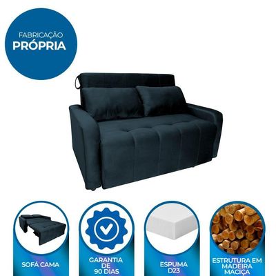Sofá Cama Para Sala De Estar Amora New Veludo Matrix - Preto Preto