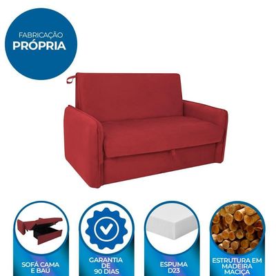 Sofá Cama Para Sala De Estar Zaia Com Baú Suede Matrix - Goiaba Goiaba