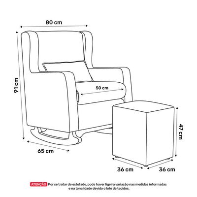 Poltrona De Amamentação E Descanso Zoe Com Base Balanço E Puff Sintético Azul Marinho - Desk Design