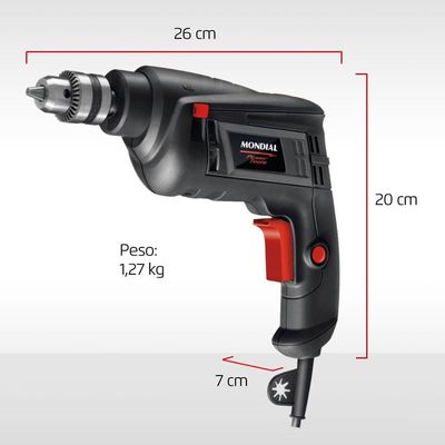 Furadeira De Impacto Mondial Power Tools Fi-09 550w-220v-preto 220v