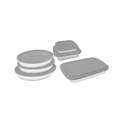 Conjunto de Assadeiras Nadir Marinex com Tampa Cinza com 6 Peças UNICA