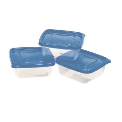 Conjunto de Potes São Bernardo Multiclick em Plástico Quadrado com Tampa Branca com 3 Peças 600ml UNICA