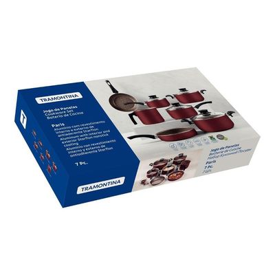 Conjunto De Panelas Paris 7 Peças Em Alumínio Antiaderente Vermelho - Tramontina 28599702