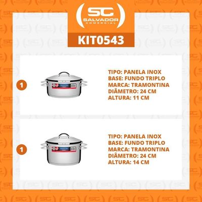 Kit - Jogo De Panelas Solar 2 Pçs Inox Pit 1, 2 - Tramontina