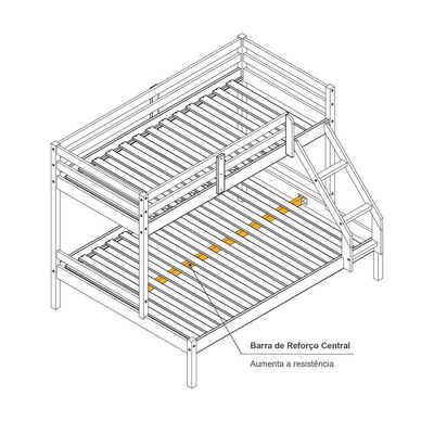 Treliche Com Cama Casal Eco Madeira Maciça Branco Mobilistore