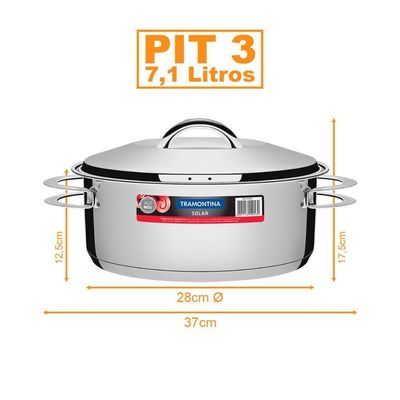 Kit - Jogo De Panelas Solar 2 Pçs Inox Pit 1, 3 - Tramontina