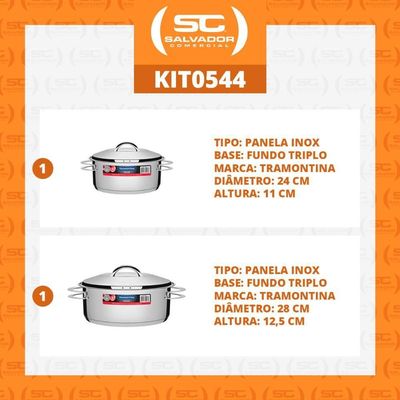 Kit - Jogo De Panelas Solar 2 Pçs Inox Pit 1, 3 - Tramontina