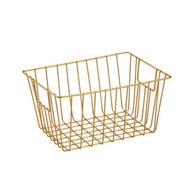 Cesto Multiuso Arthi Aço Dourado Retangular Médio Empilhável 27cm UNICA