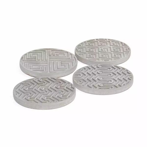 Kit Porta Copos Redondo Decorglass em Concreto 4 Peças UNICA