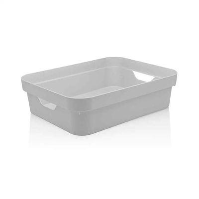 Cesto Organizador Martiplast Cube em Plástico Branco com Alças Baixa 29,5x21x9cm UNICA