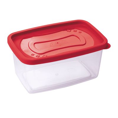Pote Plástico Retangular Plasútil Clic Vermelho 1,2L UNICA