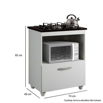 Balcão Cooktop 4 Bocas Salvia Kaiki Móveis Cor: Branco