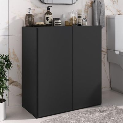 Balcão Multiuso Organizador Para Banheiro 2 Portas 63cm Multimóveis Mp5038 Preto Preto