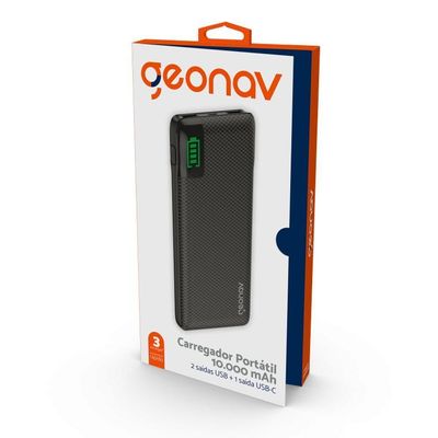 Carregador Portátil Universal 10.000Mah Preto - Pb10Kbk - Geonav