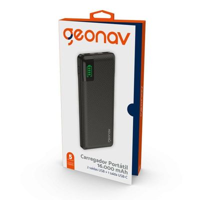 Carregador Portátil Preto 16.000 Mah
