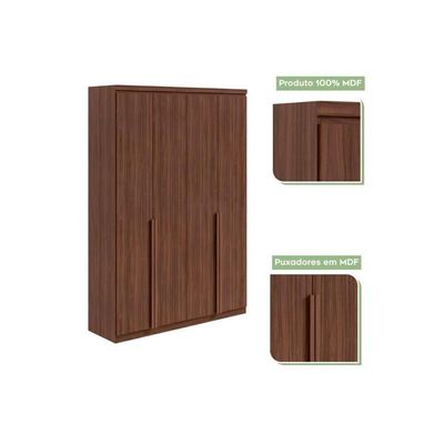 Guarda Roupa Solteiro 4 Portas E 2 Gavetas Alonzo New Rovere/amêndoa - Lopas