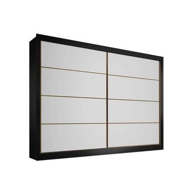 Guarda Roupa Casal 2 Portas De Correr E 6 Gavetas Sevilha Branco/Preto - Europa