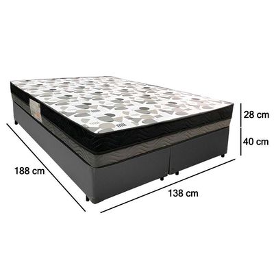 Cama Box Casal Sintético Bipartido + Colchão Ortobom Iso Dupla Face 60x138x188 Cor:cinza