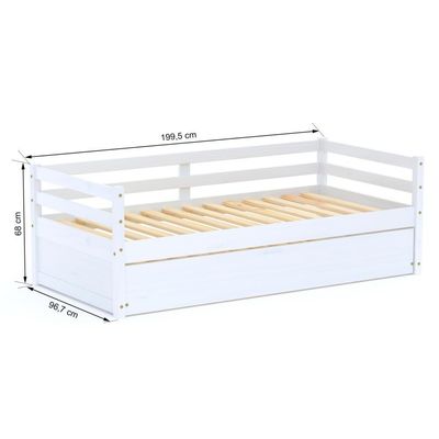 Bicama Solteiro Eco Madeira Maciça Branco Mobilistore