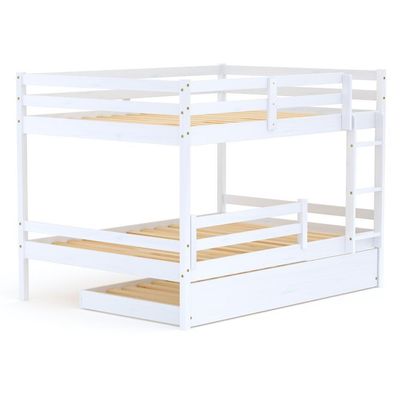 Treliche Casal Casal Eco Com Grade De Proteção Madeira Maciça Branco Mobilistore