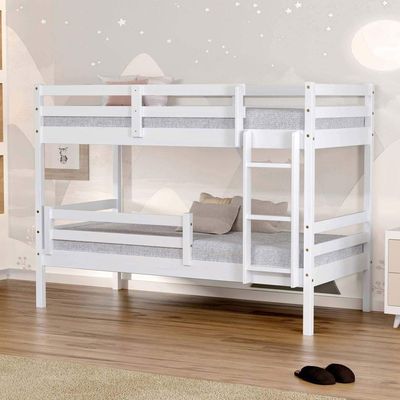Beliche Infantil Eco Com Grade De Proteção Madeira Maciça Branco Mobilistore