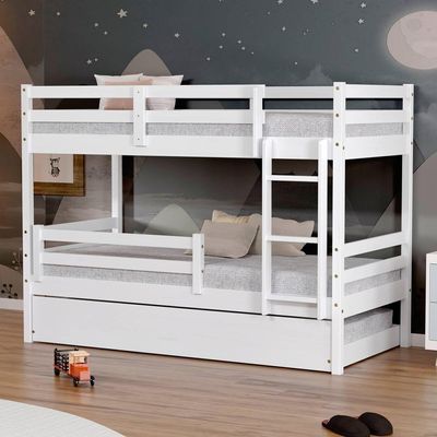 Treliche Solteiro Eco Com Grade De Proteção Madeira Maciça Branco Mobilistore