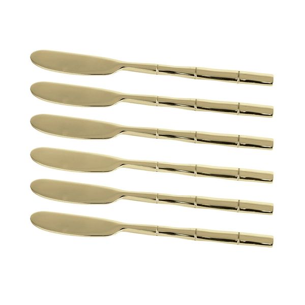 Jogo de Espátulas Fracalanza Steel Wood Aço Inox com Cabo Bambu Champanhe 6 Peças UNICA