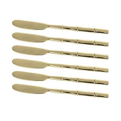 Jogo de Espátulas Fracalanza Steel Wood Aço Inox com Cabo Bambu Champanhe 6 Peças UNICA