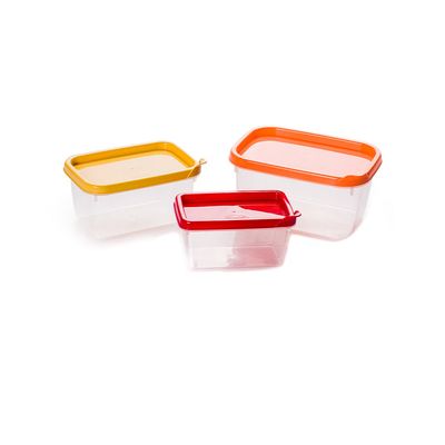 Conjunto de Potes Plásticos Plasútil Conect Retangular com 3 Peças 180ml, 370ml, 600ml UNICA