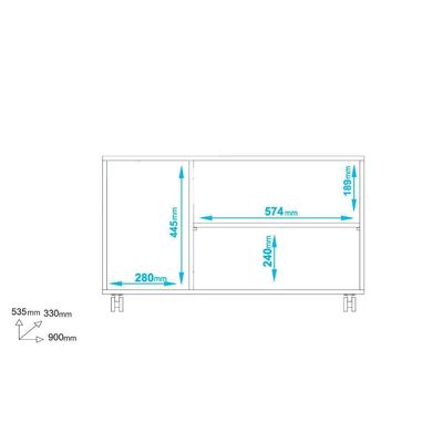Balcão Em Mdp Com 3 Portas 1 Prateleira E 4 Pés Rodízio Brv Móveis Branco