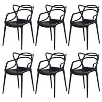 Kit 6 Cadeiras Para Sala De Jantar Allegra Empilháveis Pretas Preta