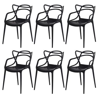 Kit 6 Cadeiras Para Sala De Jantar Allegra Empilháveis Pretas Preta