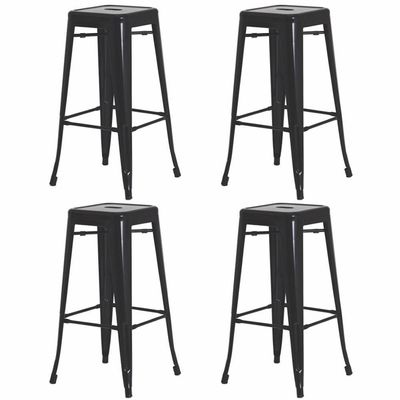 4 Banquetas Alta Para Bar Balcão Bancada Pub Bistrô Cozinha Americana Tolix Iron Industrial Preto