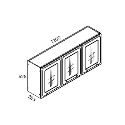 Cozinha Modulada Bertolini Estilo 4 Peças (2 Armários + 1 Balcão + 1 Paneleiro) C4P97 Cinza/Grafite