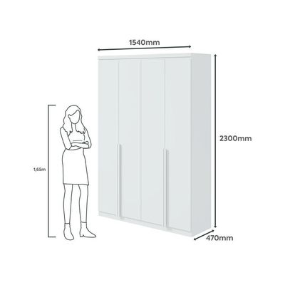 Guarda-roupa Solteiro Alonzo 4 Portas 2 Gavetas Branco Lopas