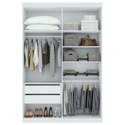 Guarda-roupa Solteiro Alonzo 4 Portas 2 Gavetas Branco Lopas