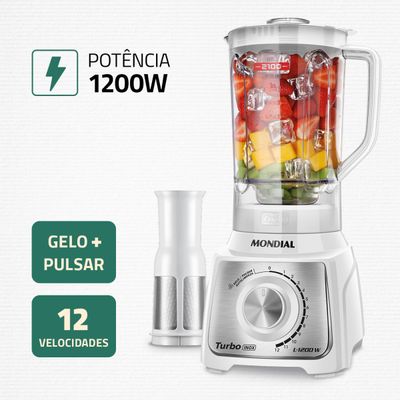 Liquidificador Turbo Mondial Branco/Inox L-1200 WI 127V