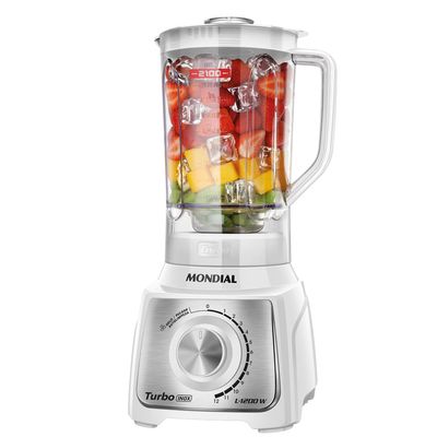 Liquidificador Turbo Mondial Branco/Inox L-1200 WI 127V