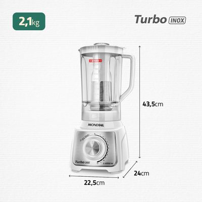 Liquidificador Turbo Mondial Branco/Inox L-1200 WI 127V
