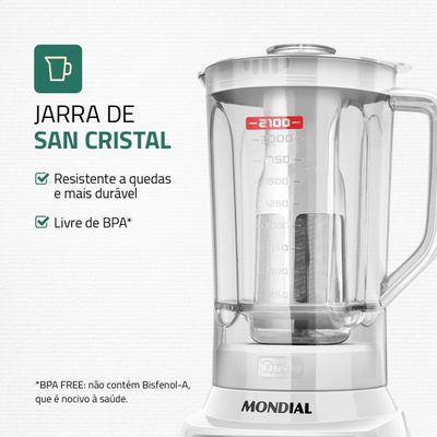 Liquidificador Turbo Mondial Branco/Inox L-1200 WI 127V
