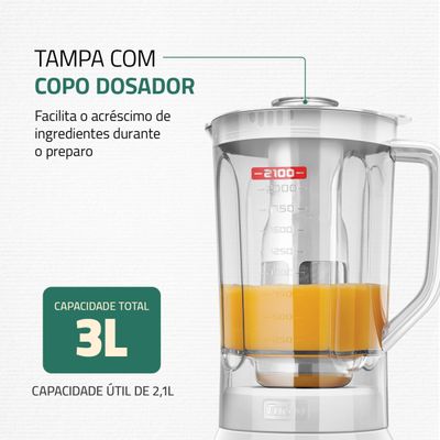 Liquidificador Turbo Mondial Branco/Inox L-1200 WI 127V