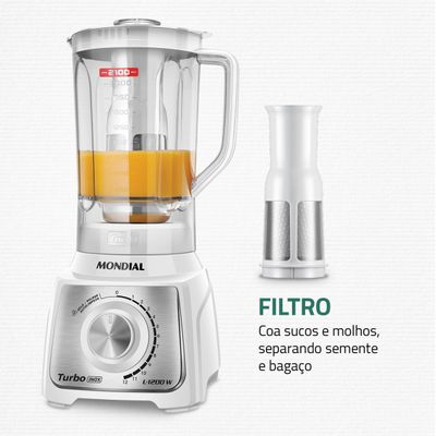 Liquidificador Turbo Mondial Branco/Inox L-1200 WI 127V