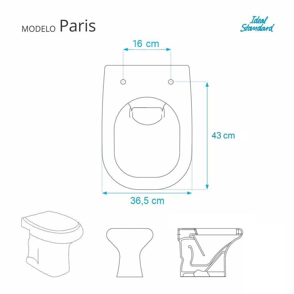 Assento Sanitario Fechamento Lento Paris Branco Para Louça Ideal Standard