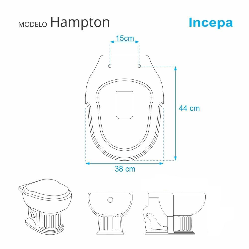 Tampa de Vaso Hampton Cinza Platina para Bacia Incepa