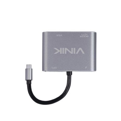 Adaptador TYPE C 4-EM-1 para HDMI VGA PD e USB 3.0 Vinik - AT41VN