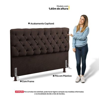 Cabeceira Cama Box Casal Lylla 140cm Capitonê Com Frame Suede Marrom - Desk Design