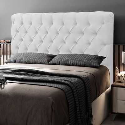 Cabeceira Cama Box Casal King Size Lylla 195cm Capitonê Com Frame Sintético Branco - Desk Design
